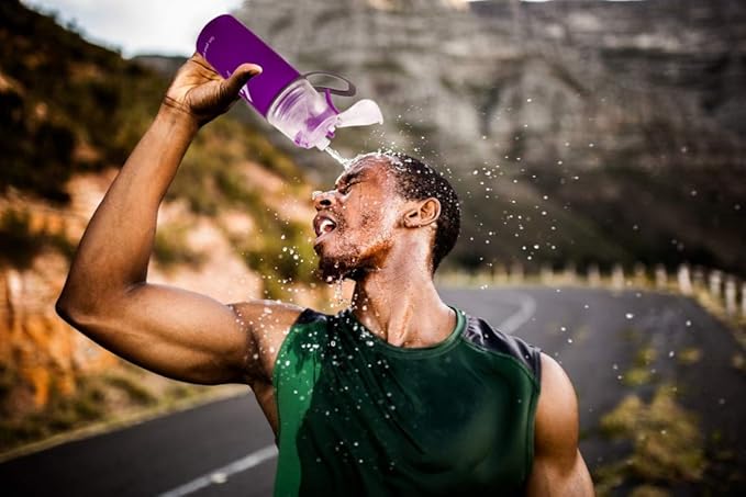 Linowos Drinking and Misting Sports Water Bottle, Non-Toxic BPA Free, Fast Water Flow Opens with 1-Click, Portable Leak-Proof Spray Cup for Cycling Fitness Camping Hiking Outdoor