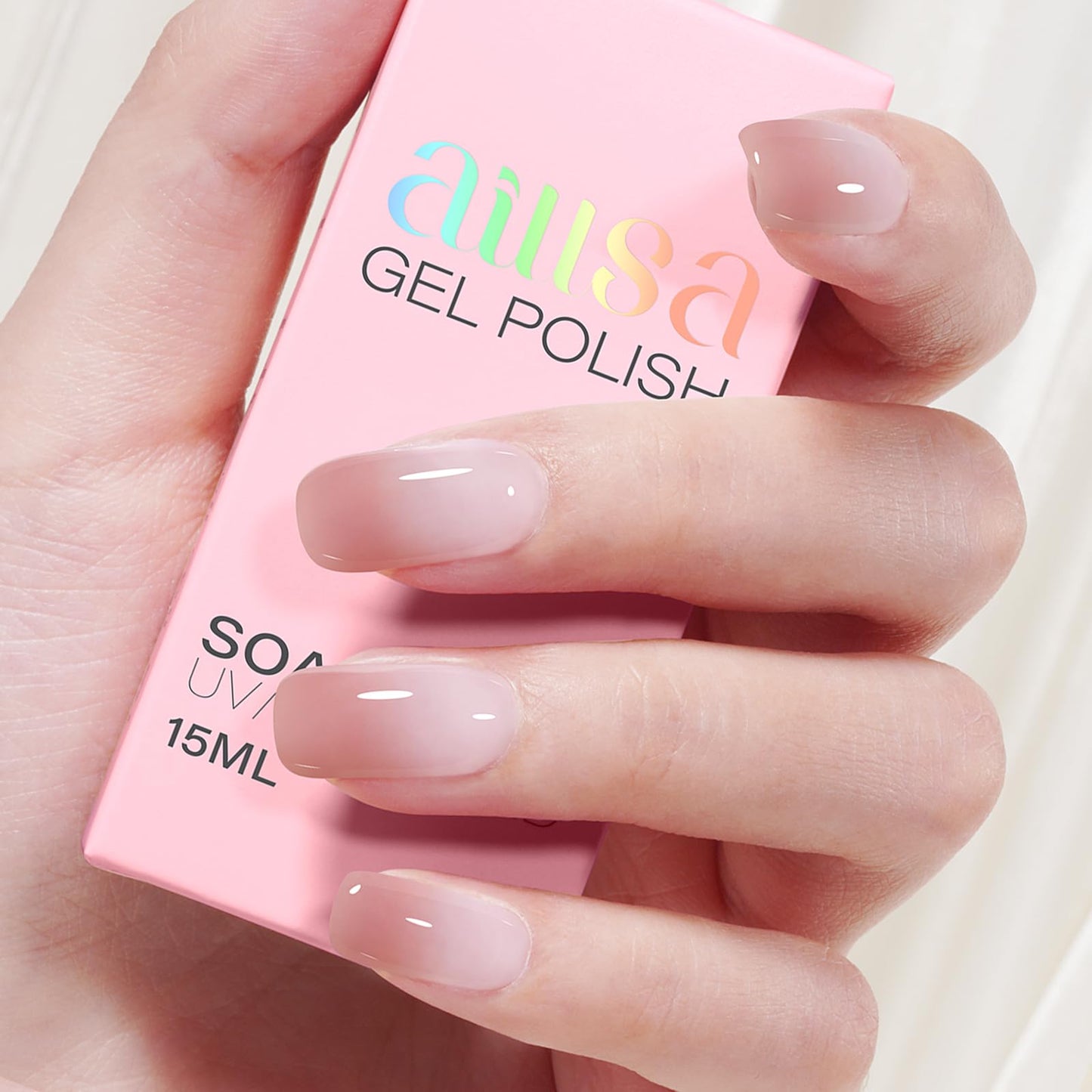 AILLSA Nude Gel Polish Dusty Pink Jelly Gel Nail Polish Sheer Neutral Color Translucent Gel Polish Long Lasting Natural Pink Nails Soak Off U V Gel for Nail Art at Home Valentine Gift 0.51 Fl Oz ZD25