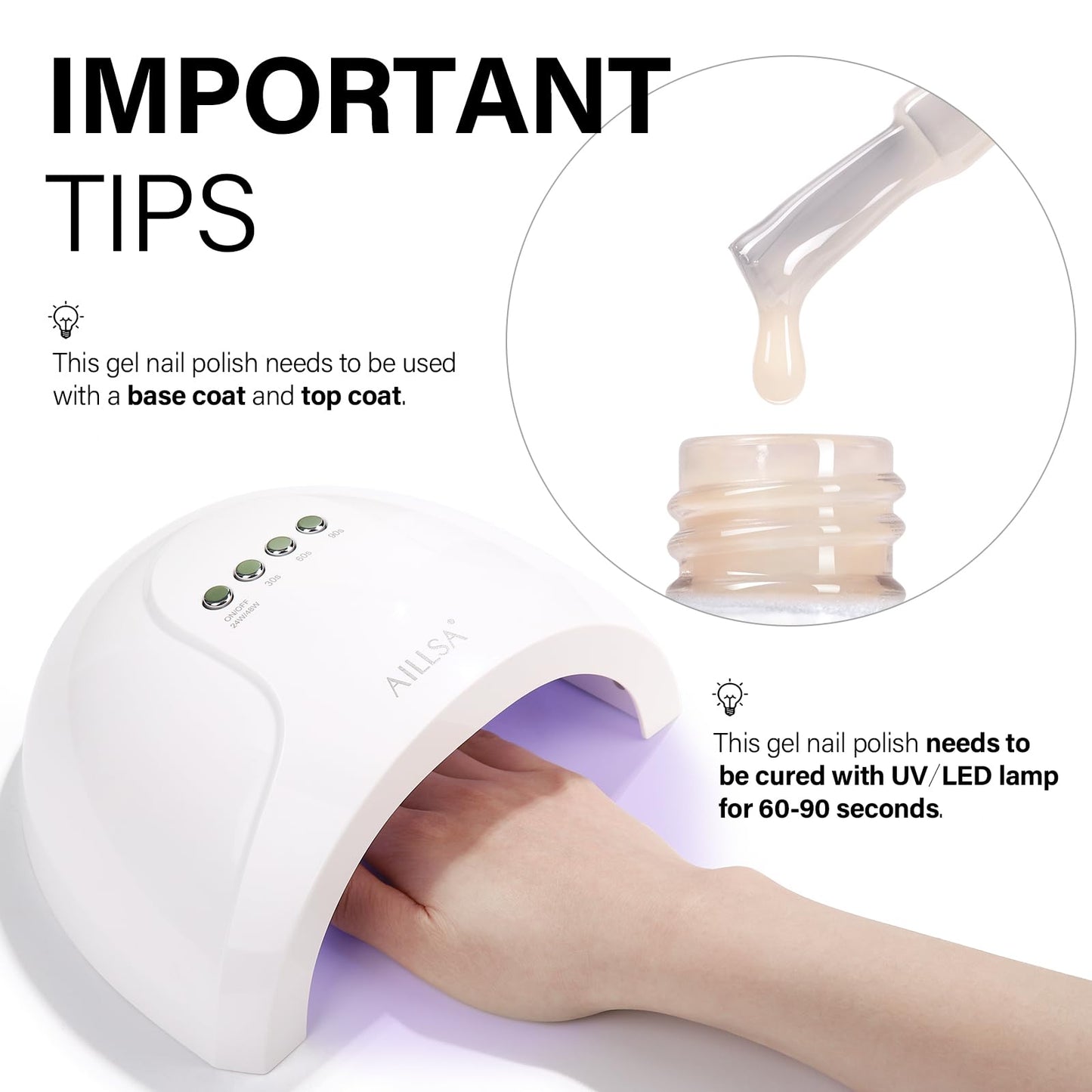 AILLSA Off White Gel Nail Polish Nude White Jelly Gels Nail Polish Light Color Translucent Soak Off U V Polish Beige Natural Gel Polish for Nail Art Manicure DIY at Home 0.51 Fl Oz /GB47