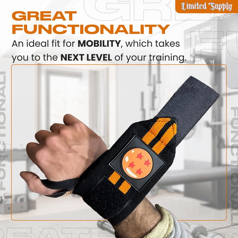 Anime Wrist Wraps Lifting Straps 24" for Men and Women - 1 Pair Each, Gym Accessories Support Weightlifting, Exercise, Strength Training, and Improve Workout (Black)