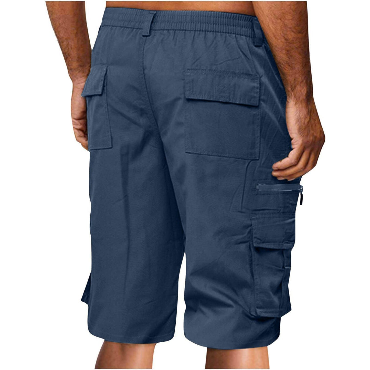 APIVOE Cargo Shorts for Men Summer Elastic Waist Shorts Lightweight Work Long Shorts Big and Tall Cargo Shorts with Pockets