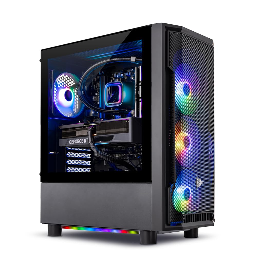 Skytech Gaming Shadow Gaming PC, Intel i7 12700F 2.1 GHz, RTX 4060, 1TB NVME, 16GB DDR4 RAM 3200, 600W Gold PSU Wi-Fi, Win 11 Home, RGB-Keyboard and RGB-Mouse Included,Black