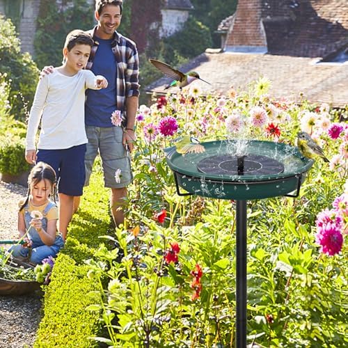 35.5In Freestanding Birdbaths Bowl Outdoor, Standing Garden Bird Bath Bird Feeder Bowl with Metal Stake, Detachable Decoration Spa Birdfeeder for Garden Patio Yard Lawn, 4 Spiky Feet (D)