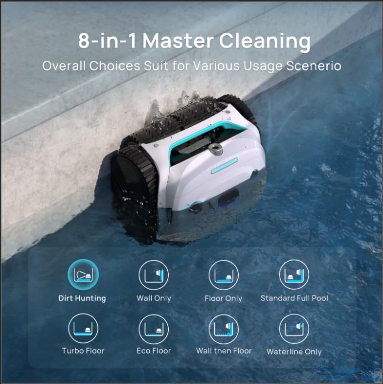 (2025 New) WYBOT C2 Vision Robotic Pool Vacuum with AI Camera, Ultra-Fine Filtration Pool Cleaners for Above&Inground Pools, Comprehensive 8 Mode, Wall Climbing, Smart Navigation, White