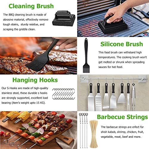Griddle Accessories Kit, 131 PCS Griddle Grill Tools Set Stainless Steel Grill BBQ Spatula Set, Griddle Utensils Kit for Blackstone with Storage Bag for Men Women Outdoor Camping
