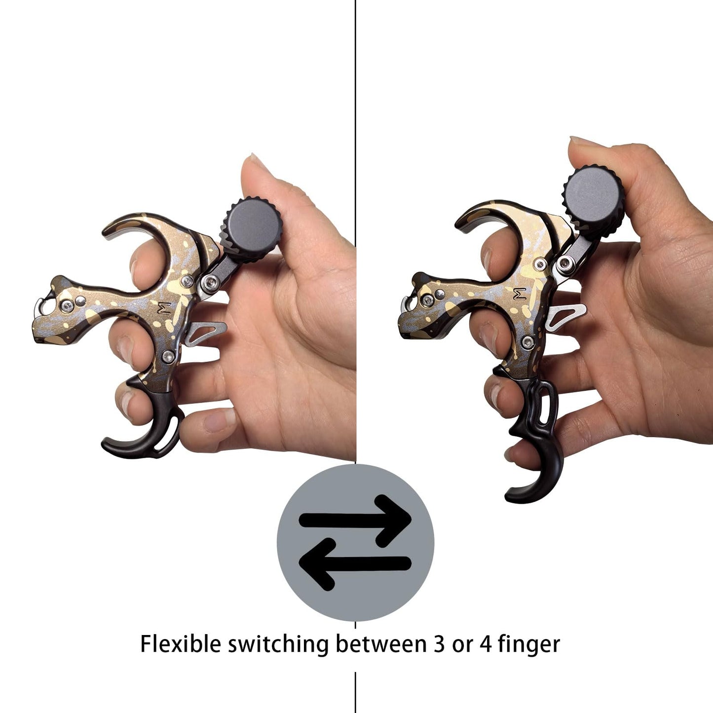 Compound Bow Aid Releaser with Wrist Straps and Adjustment Tool,Archery Release Aids with 3&4 Thumb Release Adjustable,Aluminum Alloy Aids.for left and right Handers. (camouflage)