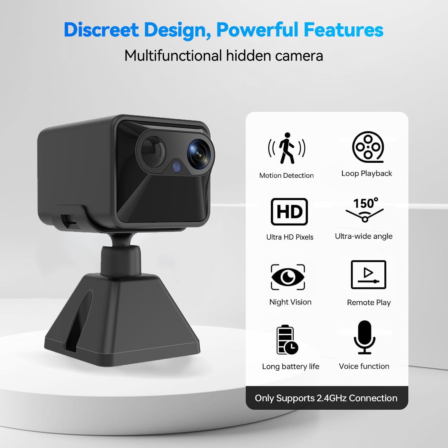 ALFipmncam Wireless Mini Hidden Security Camera Ultra HD with 120-Day Battery - WiFi Indoor Spy Camera, APP Control Real-Time Alerts, Auto Night Vision, for Home/Baby/Pet
