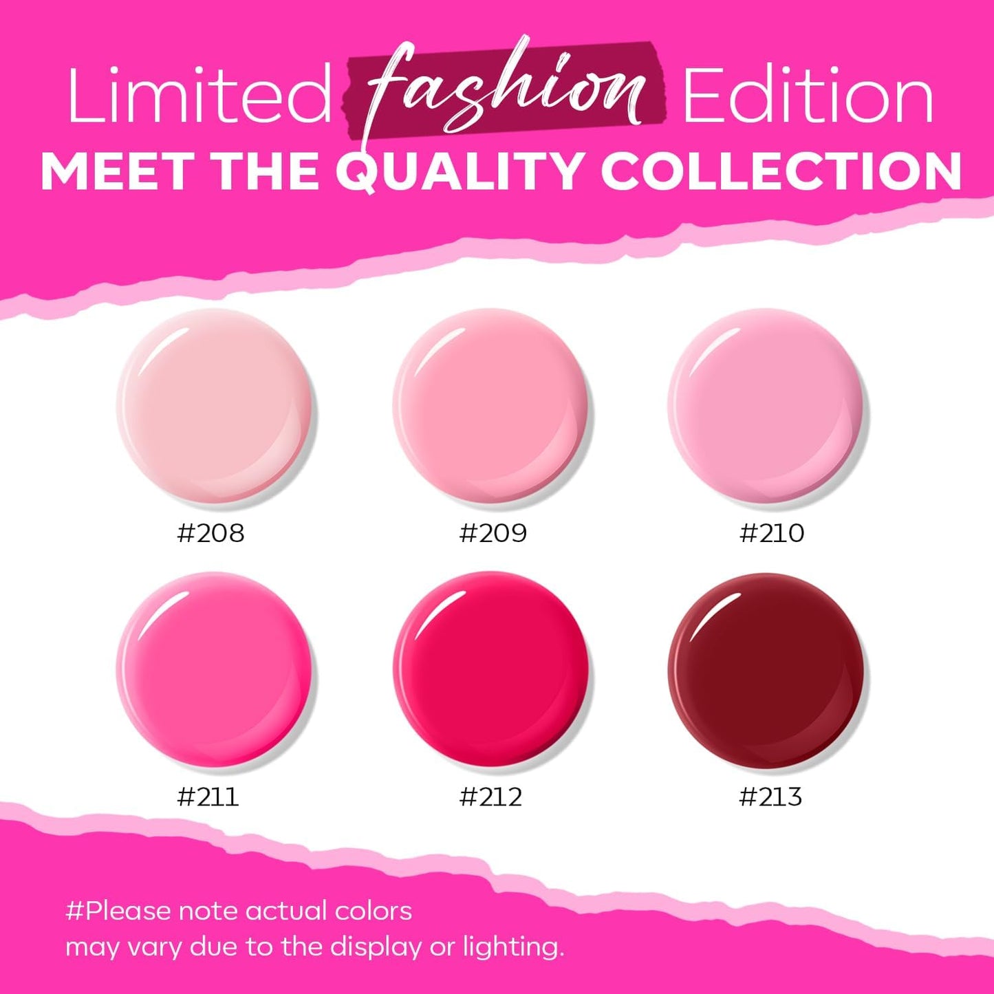 modelones Pink Nail Polish 6 Colors Hot Pink Tones Neon Shades Magenta Light Soft to Dark 2025 Spring Nail Art Design for Women Girl Nail Lovers Valentine's Day Gift Salon DIY Manicure Kit