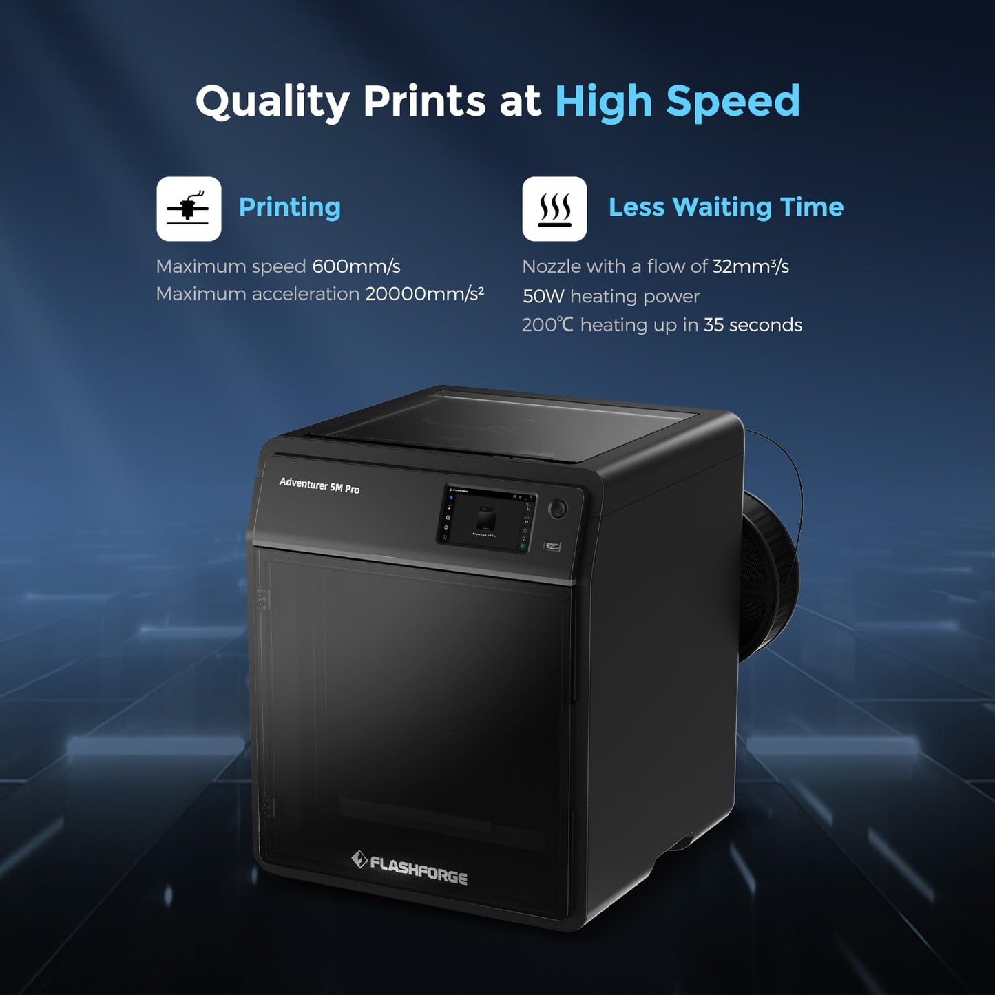 FLASHFORGE 3D Printer Adventurer 5M Pro, High Speed Printing Enclosed 3D Printer for School, Family and Students, 220x 220x 220 mm