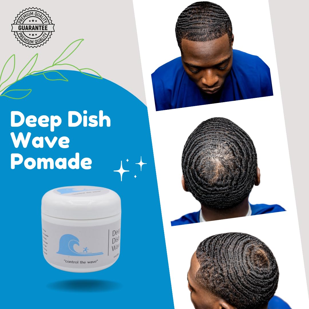 Deep Dish Wave Pomade 100% Pure All Natural 360 Waves Hair Cream - Superior Wave Grease for Men- Wave Butter for Perfect 360 Waves 2oz