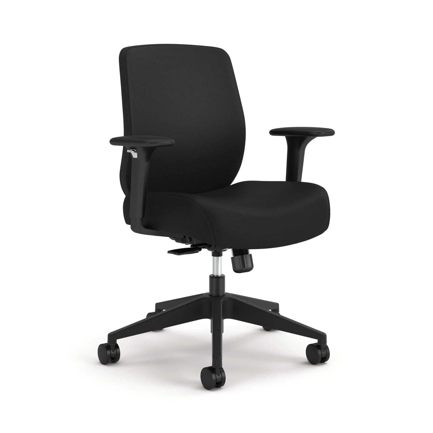 HON Altern Ergonomic Fabric Office Chair with Arms, Wheels, Foam Cushion Seat, Low Back Home Office Desk Chair Comfy, Height Adjustable Arms, Synchro-Tilt, Seat-Slide, Black