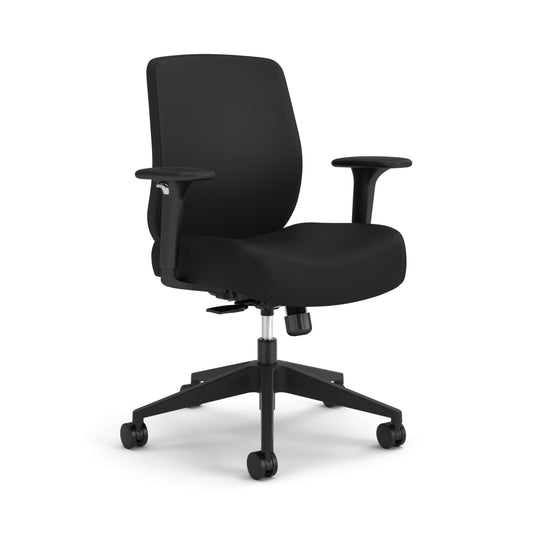 HON Altern Ergonomic Fabric Office Chair with Arms, Wheels, Foam Cushion Seat, Low Back Home Office Desk Chair Comfy, Height Adjustable Arms, Synchro-Tilt, Seat-Slide, Black