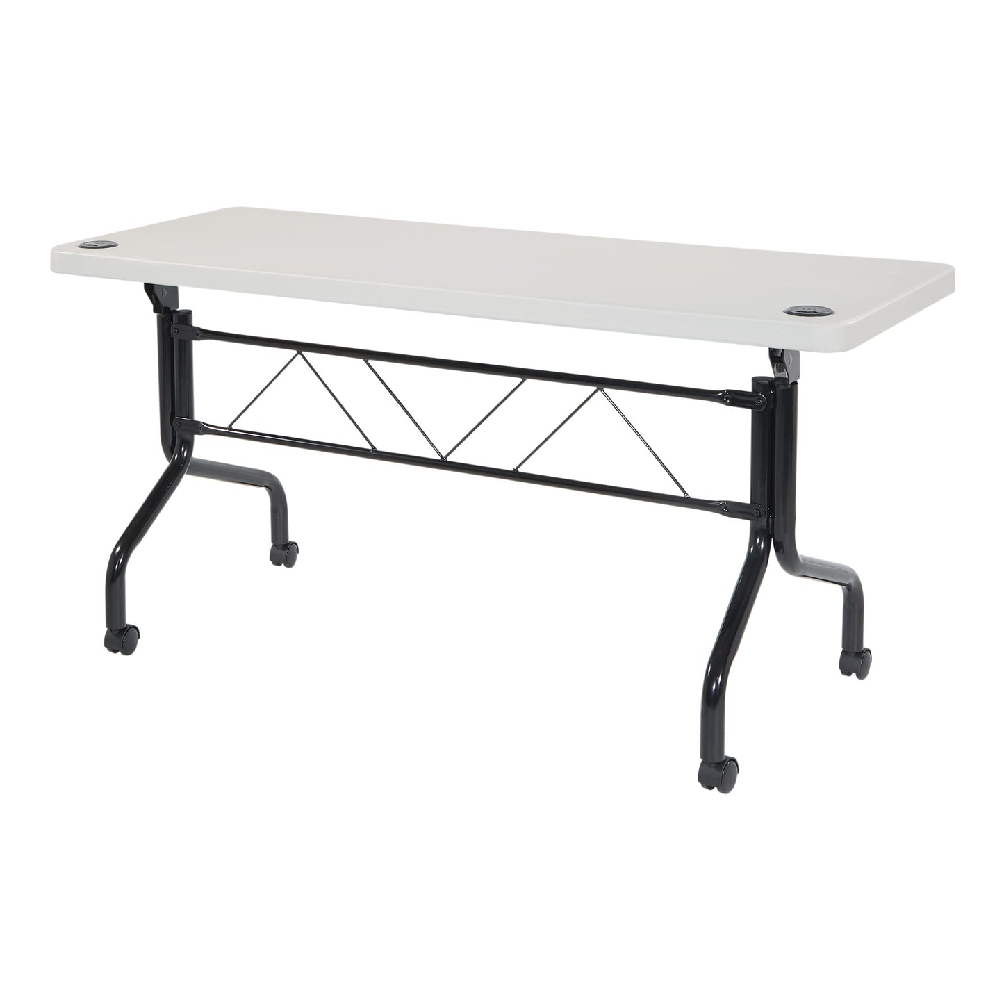 Office Star Resin Multipurpose Flip Training Table with Locking Casters for Home and Office, 5 Feet