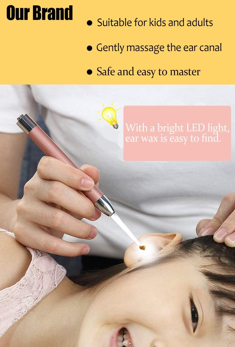 Ear Pick,Ear Wax Removal Tool,LED Lights Ear Cleaning Kit,Updated Version、Non-Slip,Soft Safety Spoon Head,Replaceable and Easy to Clean,Safe Material