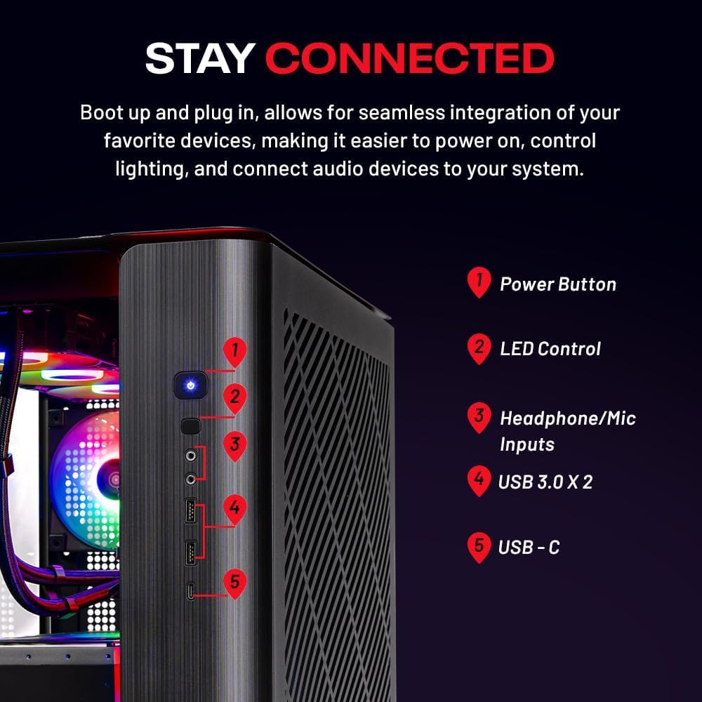 Skytech King 95 Gaming PC Desktop, Ryzen 7 9800X3D 4.7 GHz (5.2 GHz Turbo Boost), NVIDIA RTX 5070 12GB GDDR7, 1TB Gen4 SSD, 32GB DDR5 RAM 6000 RGB, 850W Gold PSU, 360mm ARGB AIO, Wi-Fi, Win 11 Home