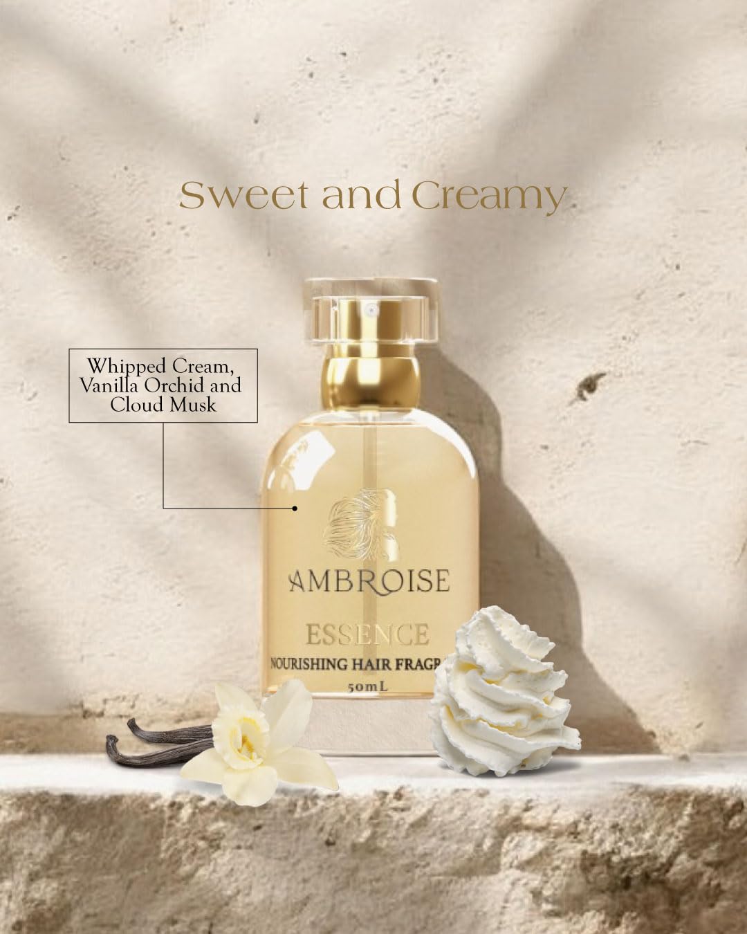 Ambroise Nourishing Hair Fragrance (15mL, Essence - Sweet and Creamy Notes of Whipped Cream, Vanilla Orchid, and Cloud Musk) Hair Perfume