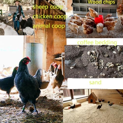 10 Inch 2 in 1 Chicken Poop Scooper & Rake Chicken coop Scoop with Ergonomic Grip Adjustable Long Handle (22 to 62") Sifting Shovel Stainless Steel Metal coop Scoop