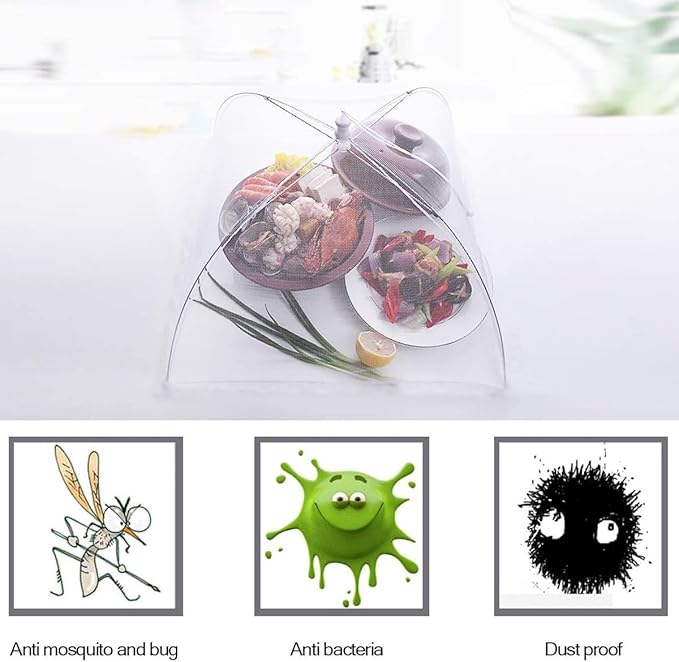 (8Pack) Pop-up Picnic Food Tent Covers, 17x17Inch Foldable Mesh Screen Food Covers for Outdoors, Reusable Food Cover Net Keep Out Flies, Mosquitoes…