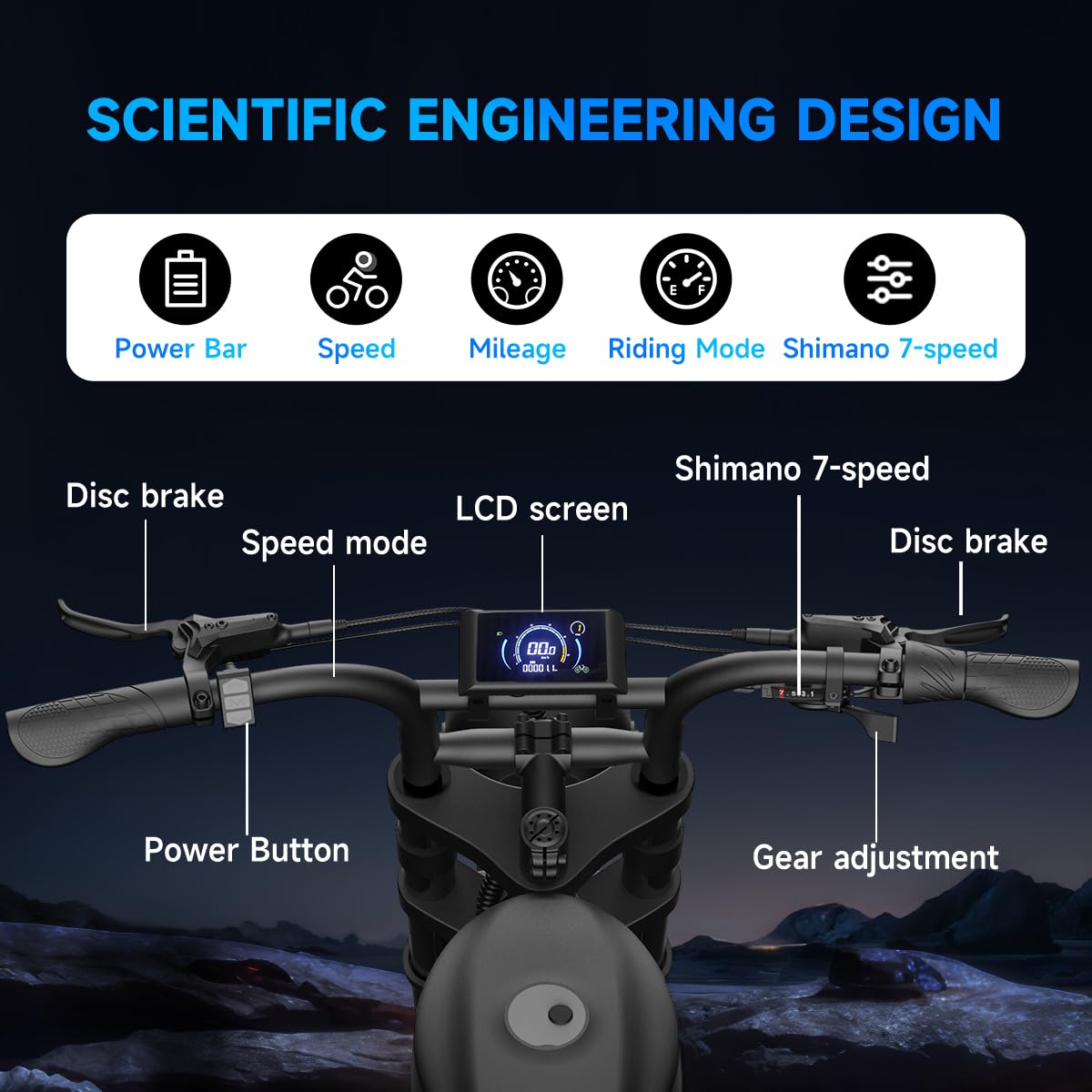 Retro Electric Bike for Adults,1000W-1600W(Peak Power) Electric Dirt Bike,35MPH 60Miles E Bikes, 20" Fat Tire Adult Electric Bicycle with 48V 18.9AH Battery, 7 Speed E Bike