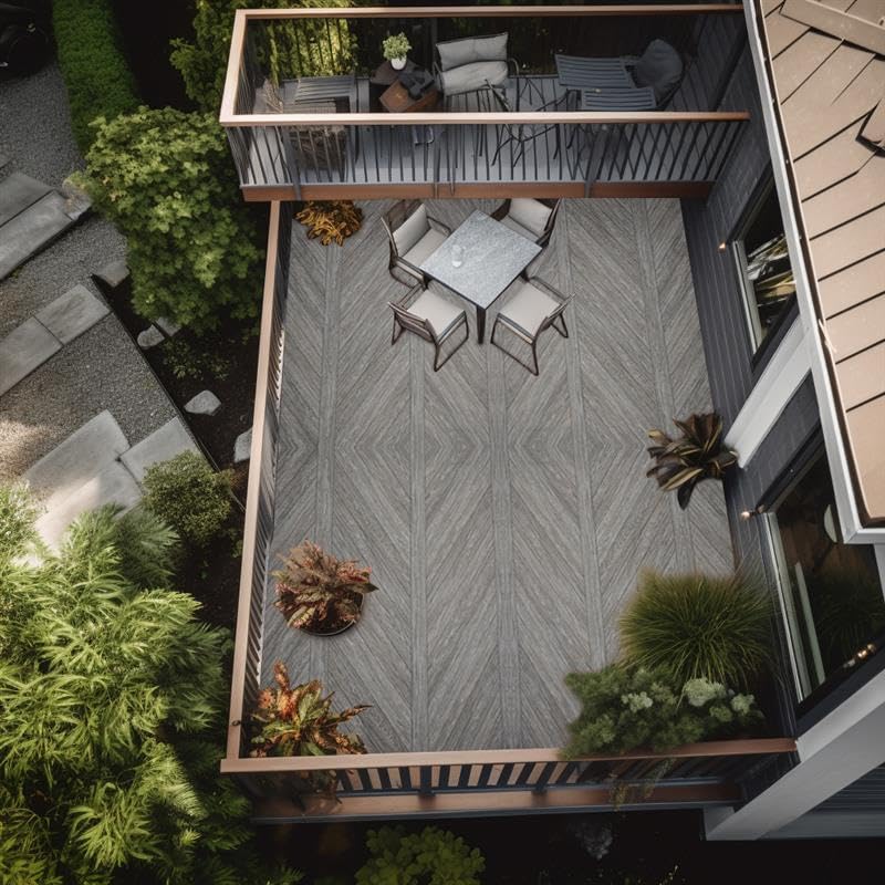 d-c-fix Outdoor Flooring Roll - Brown Chevron Wood - 6' x 12', 72 sq.ft - Waterproof & All-Weather Floor Covering - Ideal Carpet or Tile Replacement for Boat Decking, Balcony, Backyard Patio & Porch
