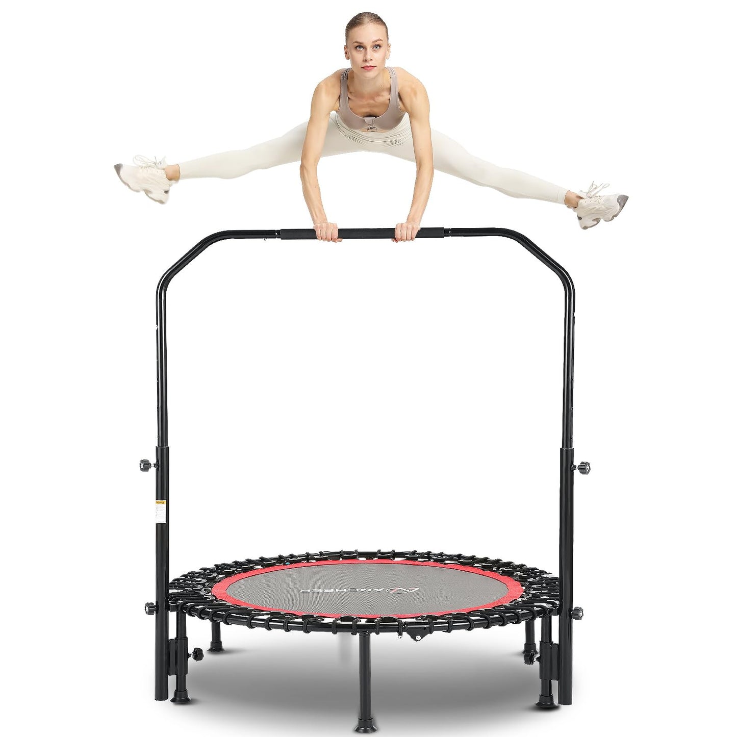 ANCHEER Foldable Mini Trampoline,40" Trampoline for Adults,Fitness Rebounder with Adjustable Foam Handle.Exercise Trampoline for Kids Indoor/Garden