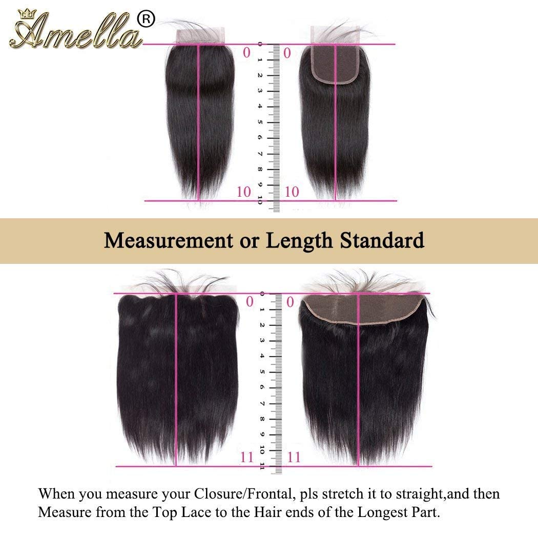 Amella Hair 13x4 Ear to Ear Transparent Lace Frontal Closure Brazilian Body Wave Transparent Lace Frontal Closure 100% Remy Hair Lace Frontal Closure 150% Density Natural Black Color(18 Inch)