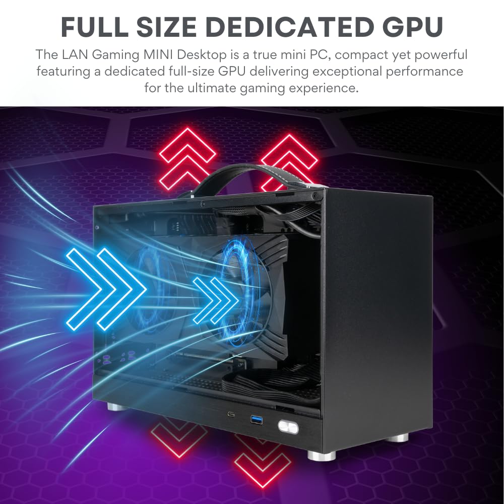 Empowered PC LAN Gaming Desktop (8.1L Small & Light, RTX 5060 Ti 16GB, AMD Ryzen 7 8700F, 32GB DDR5 RAM, 2TB NVMe SSD, Internal WiFi + Bluetooth, Windows 11 Pro) Best Mini ITX SFF Computer (Black)