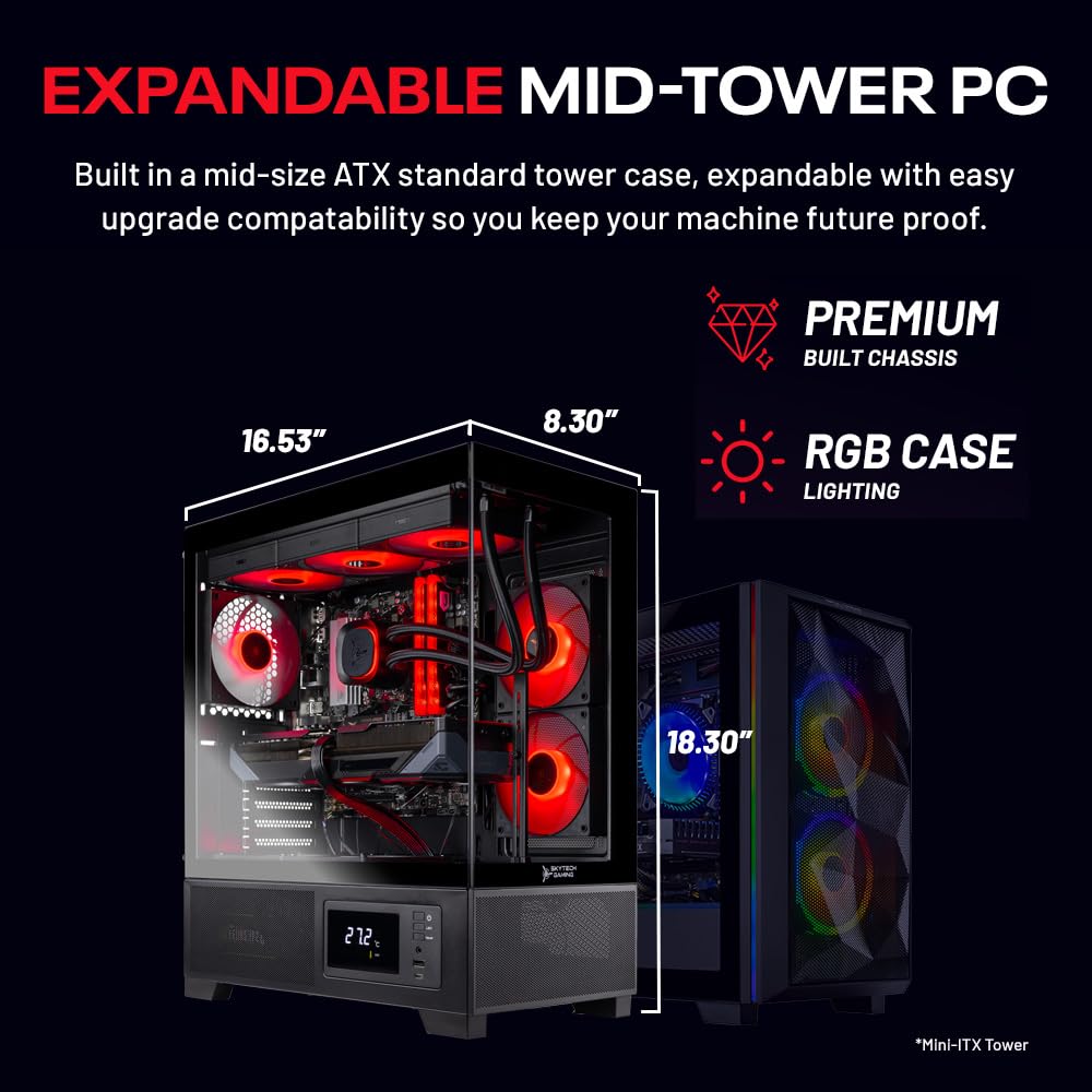 Skytech Gaming Azure 3 Plus Desktop PC, Ryzen 9 9900X 4.4 GHz (5.6GHz), NVIDIA RTX 5070 Ti 16GB, 2TB Gen4 NVMe SSD, 32GB DDR5 RAM 5200 RGB, 850W Gold ATX 3 PSU, 360mm ARGB AIO, Wi-Fi, Win 11