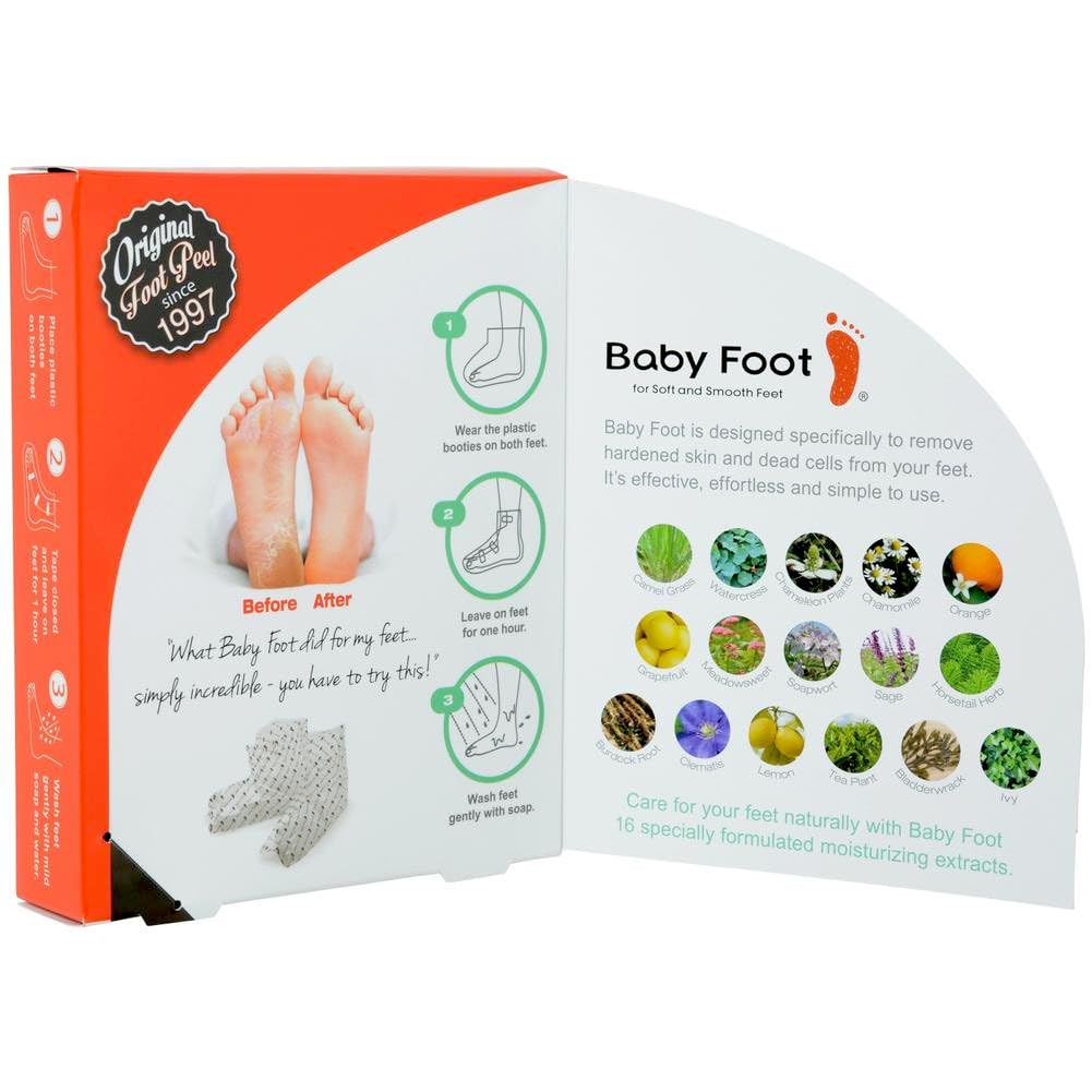 Baby Foot - Original Foot Peel Exfoliator For Men - Foot Peel Mask - Repair Rough Dry Cracked Feet and remove Dead Skin, Repair Heels and enjoy Baby Soft Smooth Feet 2.7 Fl. Oz. Mint Scented Pair