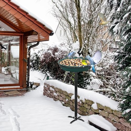 35.5In Freestanding Birdbaths Bowl Outdoor, Standing Garden Bird Bath Bird Feeder Bowl with Metal Stake, Detachable Decoration Spa Birdfeeder for Garden Patio Yard Lawn, 4 Spiky Feet (D)