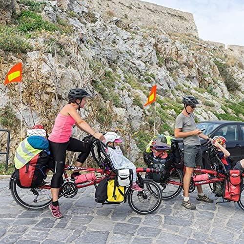Bike Safety Flag with Pole 2 Sets, 6-Foot Adjustable Height Sturdy Fiberglass Tear-Resistant Waterproof Orange Safety Flag (Red Yellow and White)