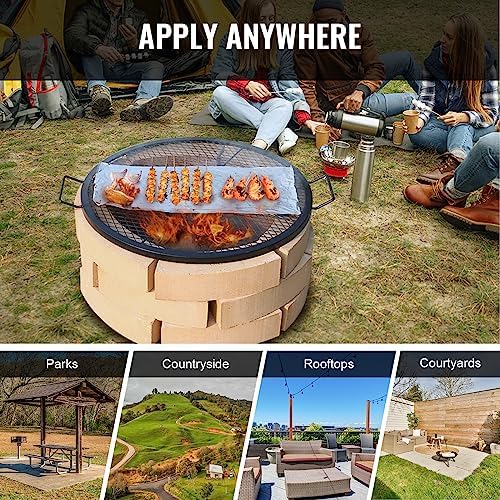 VEVOR X-Marks Fire Pit Grill Grate, Round Cooking Grate, Heavy Duty Steel Campfire BBQ Grill Grid with Handle and Support X Wire, Portable Camping Cookware for Outside Party & Gathering, 30 Inch Black