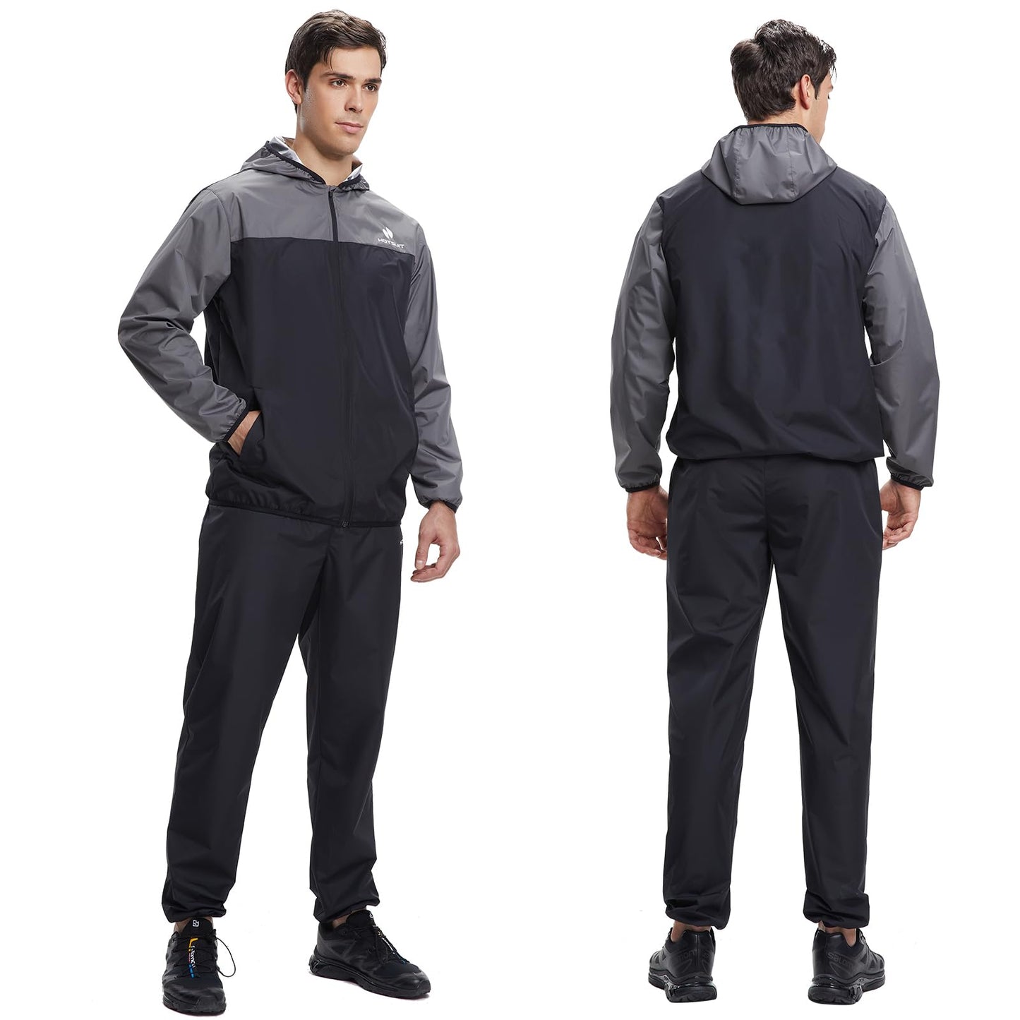 HOTSUIT Sauna Suit for Men Sweat Suits Gym Workout Exercise Sauna Jacket Pant Full Body, Gray, S