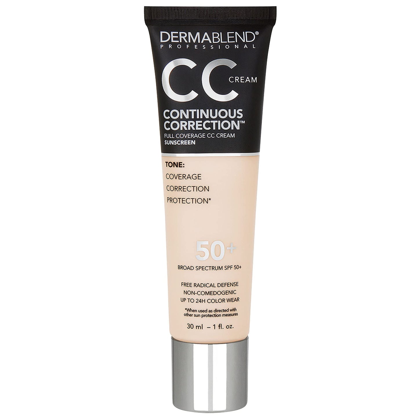 Dermablend Continuous Correction Tone-Evening CC Cream Foundation SPF 50+, Full Coverage Foundation Makeup & Color Corrector, Oil-Free, 10N FAIR 1, 1 Fl Oz (Pack of 1)