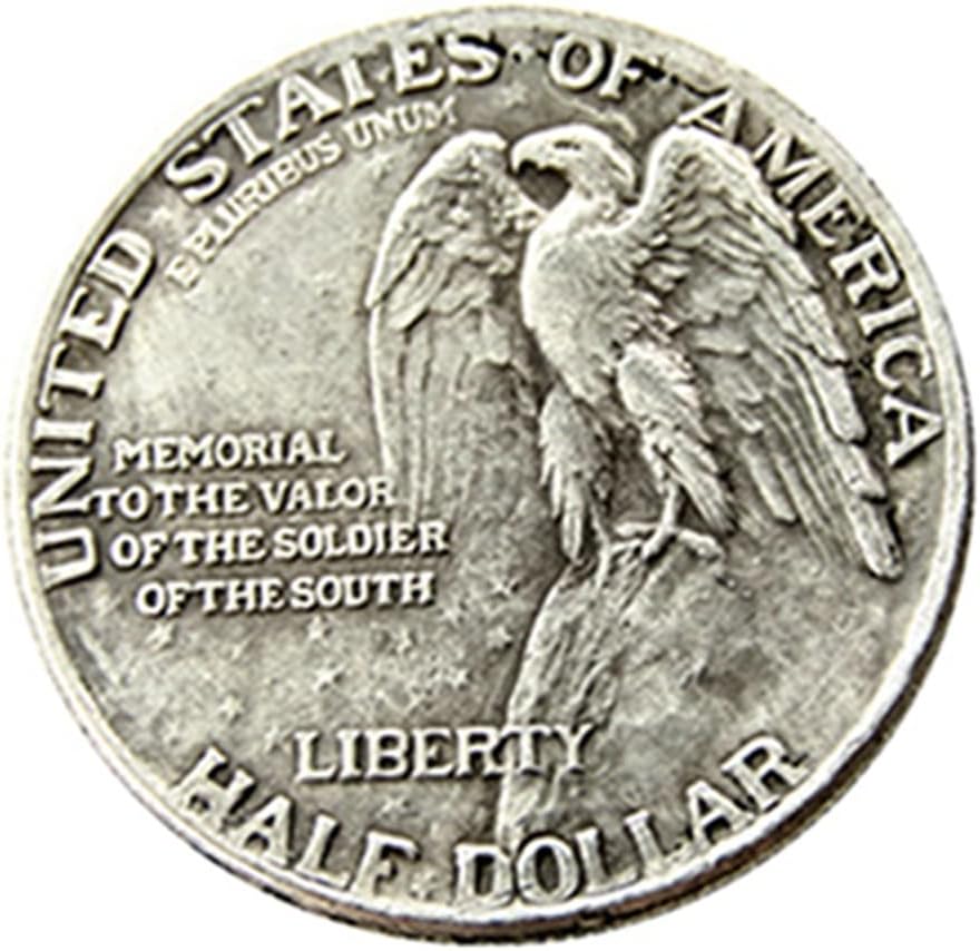 Antique Silver Dollar Coins, 1925 Stone Mountain Memorial Half Dollar Silver Coins, Old Coin for Collectors, American Historical Culture Ancient Coin Collection History Buffs