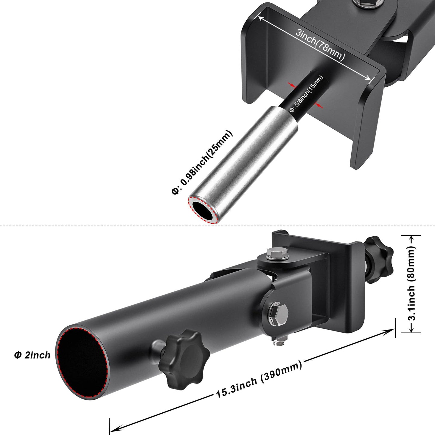 SELEWARE Power Rack Landmine Attachment for 2" Olympic Bars T Bar Row Landmine Attachment for 3" x 3" Power Cage with 5/8" or 1" Hole, 600 lbs Capacity