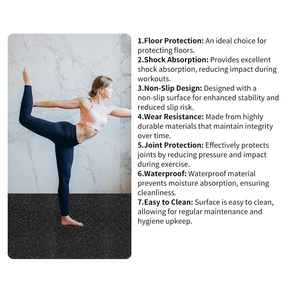 0.56in Thick 96 Sq Ft Gym Flooring for Home Gym, 24 Tiles Workout Exercise Equipment Mats, Rubber Top with EVA Foam, Interlocking Puzzle Floor Tiles for Fitness Room, Protective Flooring Mat