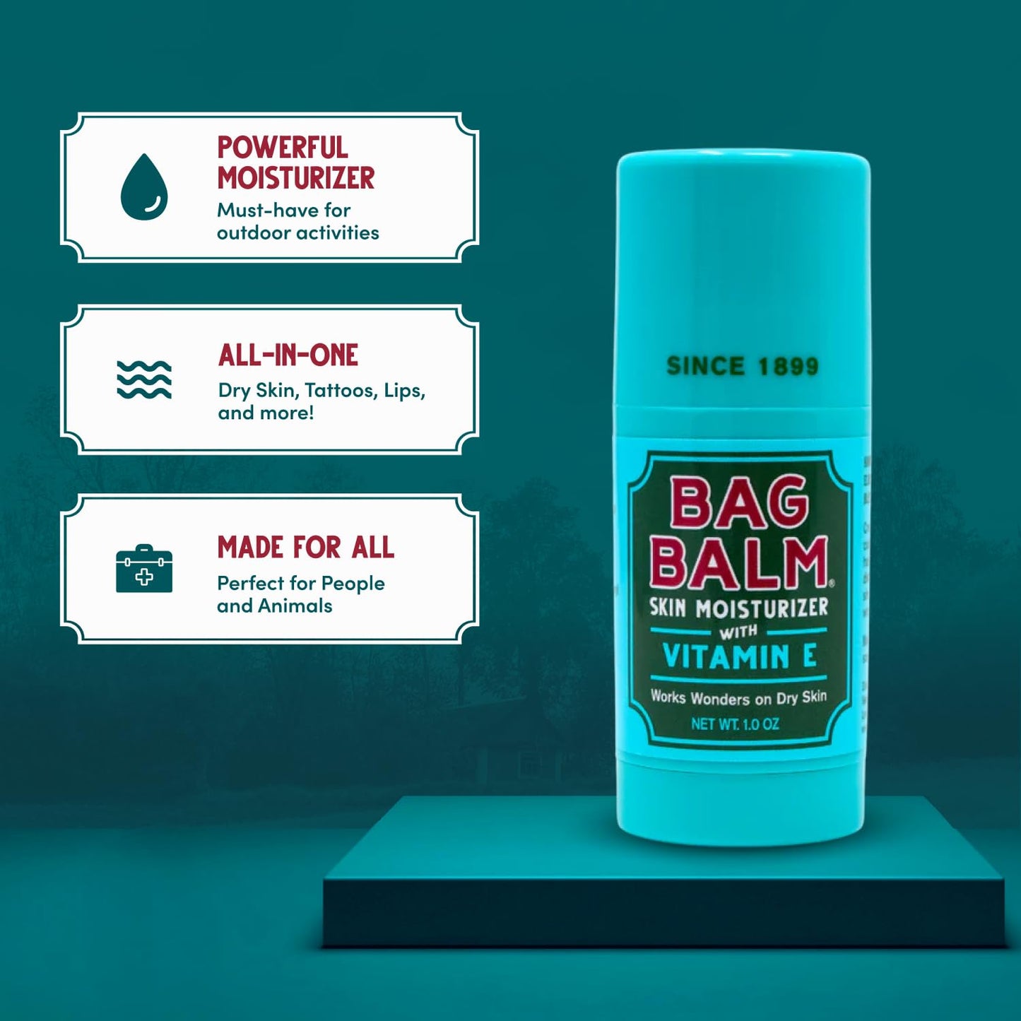 Bag Balm Original Skin Moisturizer Stick with Vitamin E - Hydrating & Soothing Balm for Dry Skin, Chapped Lips & Cracked Hands - Made in the USA - Paraben-Free & Cruelty-Free Twist-Up Skin Care 1oz