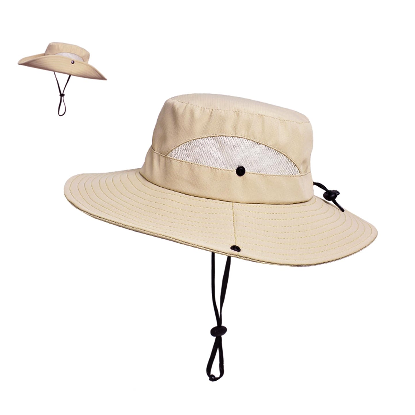 PFFY Sun Bucket Hat for Men 3” Wide Brim UPF 50+ Bucket Fishing & Beach Hats Khaki