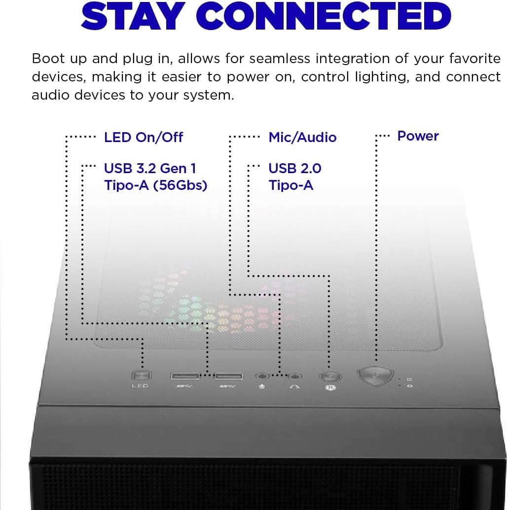 NSX GAMING Tomcat Desktop Pc Ryzen 5 5500, RTX 3050 6GB, (2 * 8GB) 16 Gb RAM 3600 RGB, SSD 480GB M.2 NVME, W11, WiFi Ready, Mouse and Keyboard, 1 Year Manufacturer