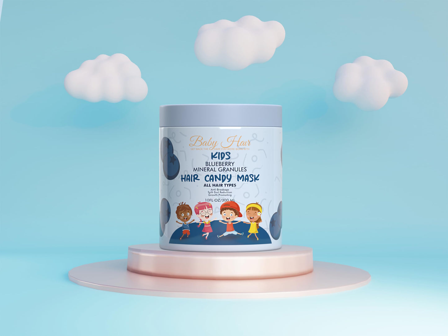 Baby Hair - Blueberry Mineral Toddler Shampoo/Body Wash, Conditioner, and Hair Mask Set, Sulfate-Free Shampoo and Conditioner with Strawberry & Blueberry Oil, Detangling Shampoo for Kids, 10 fl.oz.