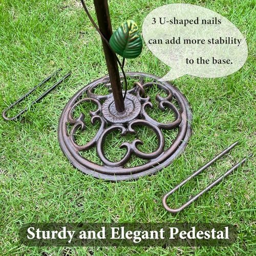 Metal Bird Baths for Outdoors, 44" Height Cast Iron Pedestal Bird Bath and Feeder, Vintage Sturdy Heavy Duty Birdbath Bowl, Tall Floral Accents Birdbaths for Garden Yard Patio Porch Decor