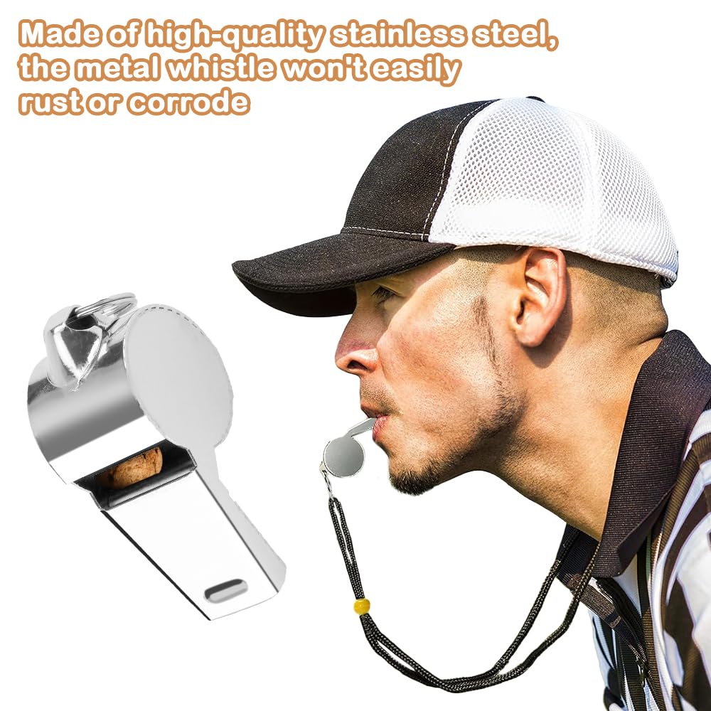 Bsofing 6 Pack Whistle, Referee Whistle, Whistle for Teachers, Coaches Whistle with Lanyard, Stainless Steel Sports Whistles, Loud Crisp Sound Whistles Great for Coaches, Referees, and Officials