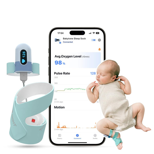 Babytone Baby Oxygen Monitor, Baby Sleep Monitor, Tracking Avg O2, Pulse Rate and Movement for Infant, Wearable Foot Monitor with Bluetooth and APP, for 0-36 Months Newborn's Sleep