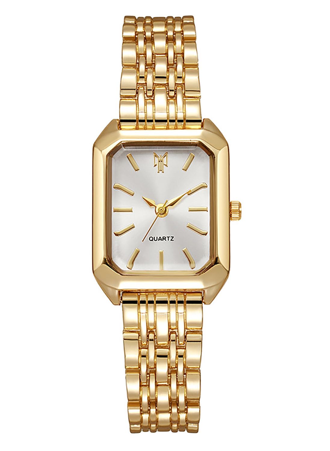 BESTKANG Watches for Women Wrist Watches Steel Strap Womens Watch Casual Fashion Simple Square Quartz Wristwatch (Gold-White)