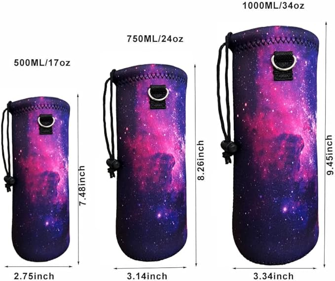 Water Bottle Sling Case Bag Carrier Holder - 500ML 750ML 1000ML Neoprene Water Bottle Sleeve Cooler Cover Pouch with Adjustable Shoulder Strap for Men Women Travel Camping Walking Hiking Running