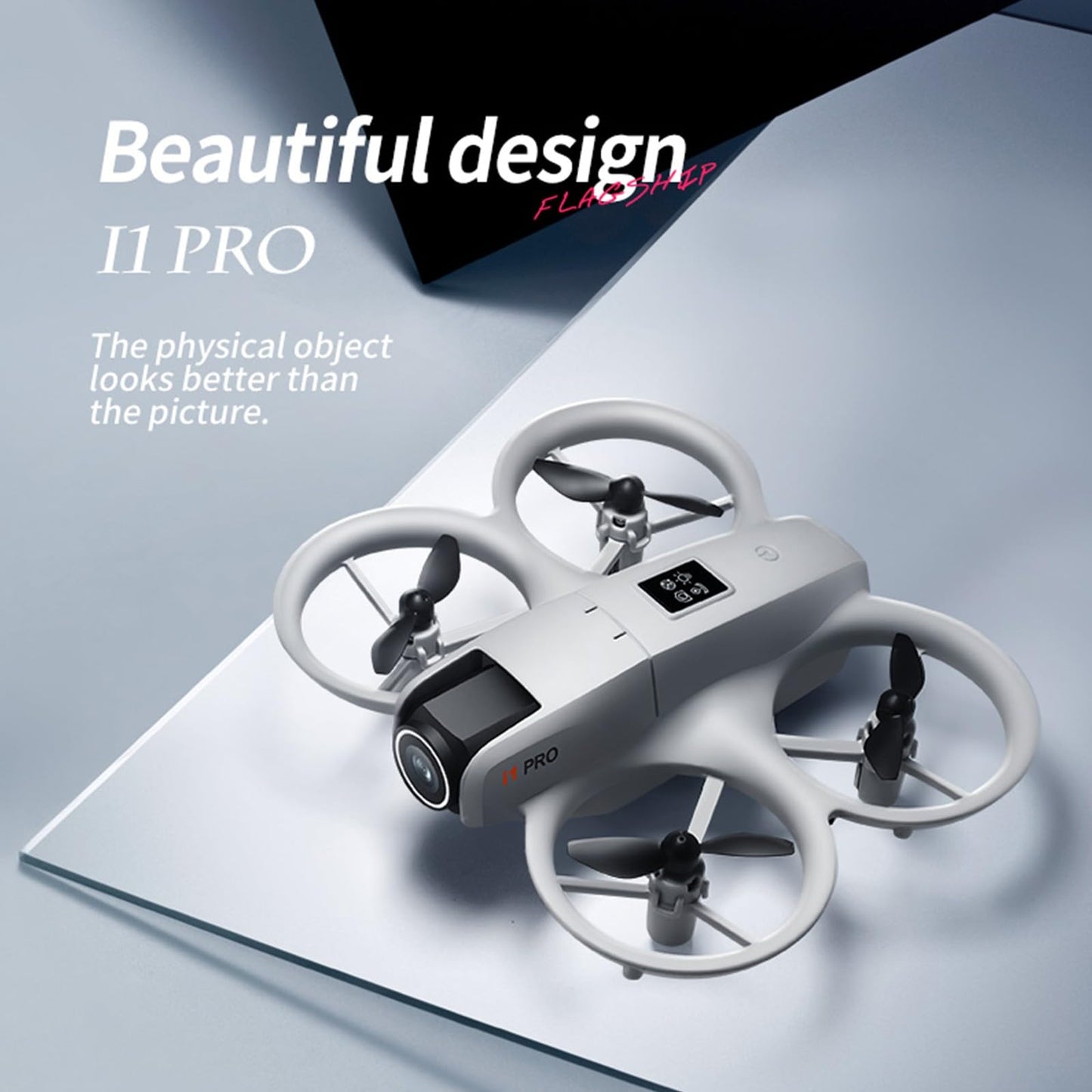 Mini Drone with Dual ESC Camera And Cool Light for Adults, Self Flying Drone that Follows You, 360° Flip, Gesture Photography/video recording, Stabilized Video