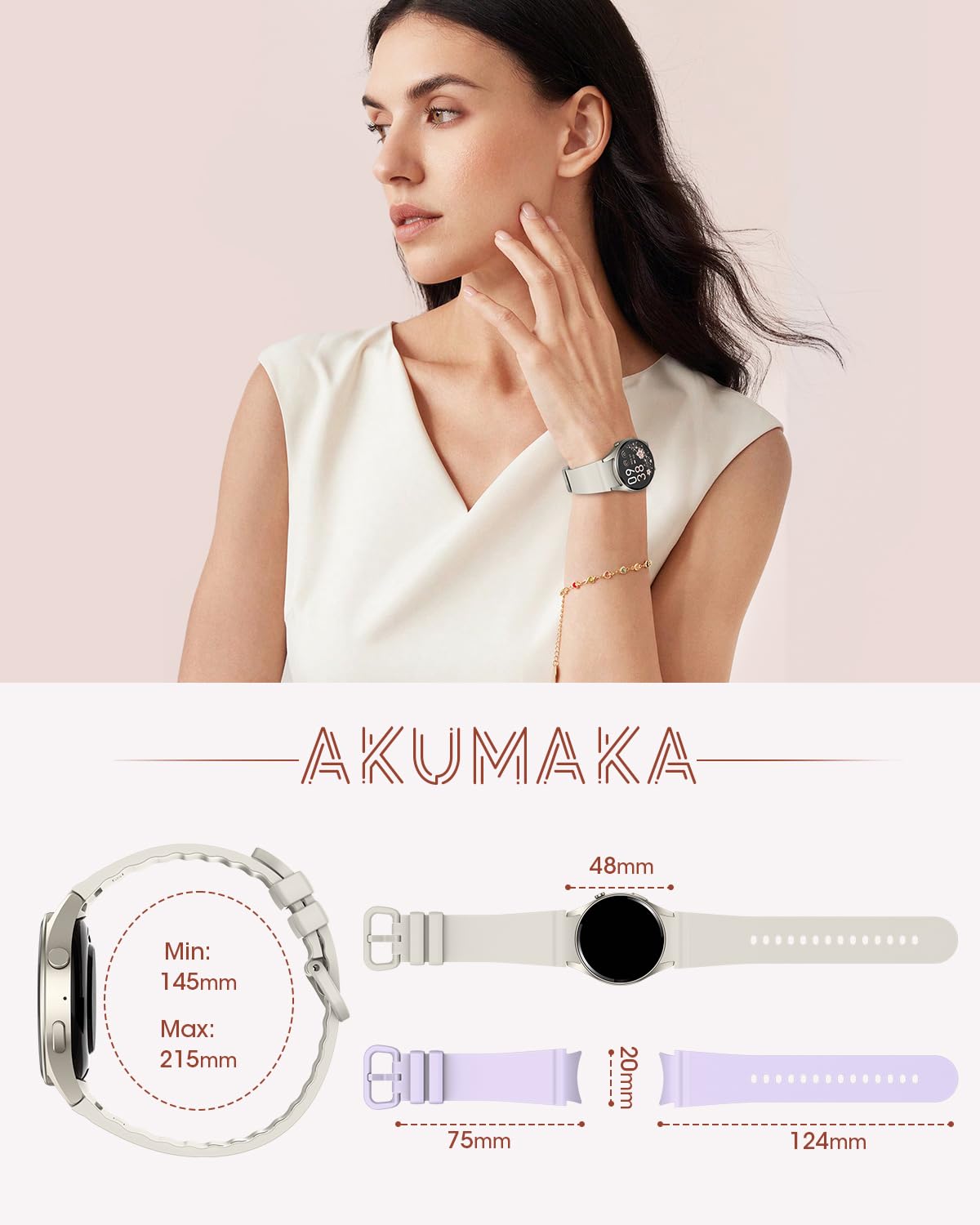 AKUMAKA Smart Watches for Women Men, Android Smart Watch (Answer/Make Call) with Sleep/SpO2/Activity/Heart Rate Monitor, 120+ Sport Modes, Fitness Watch for Android iPhone Compatible, 2 Bands