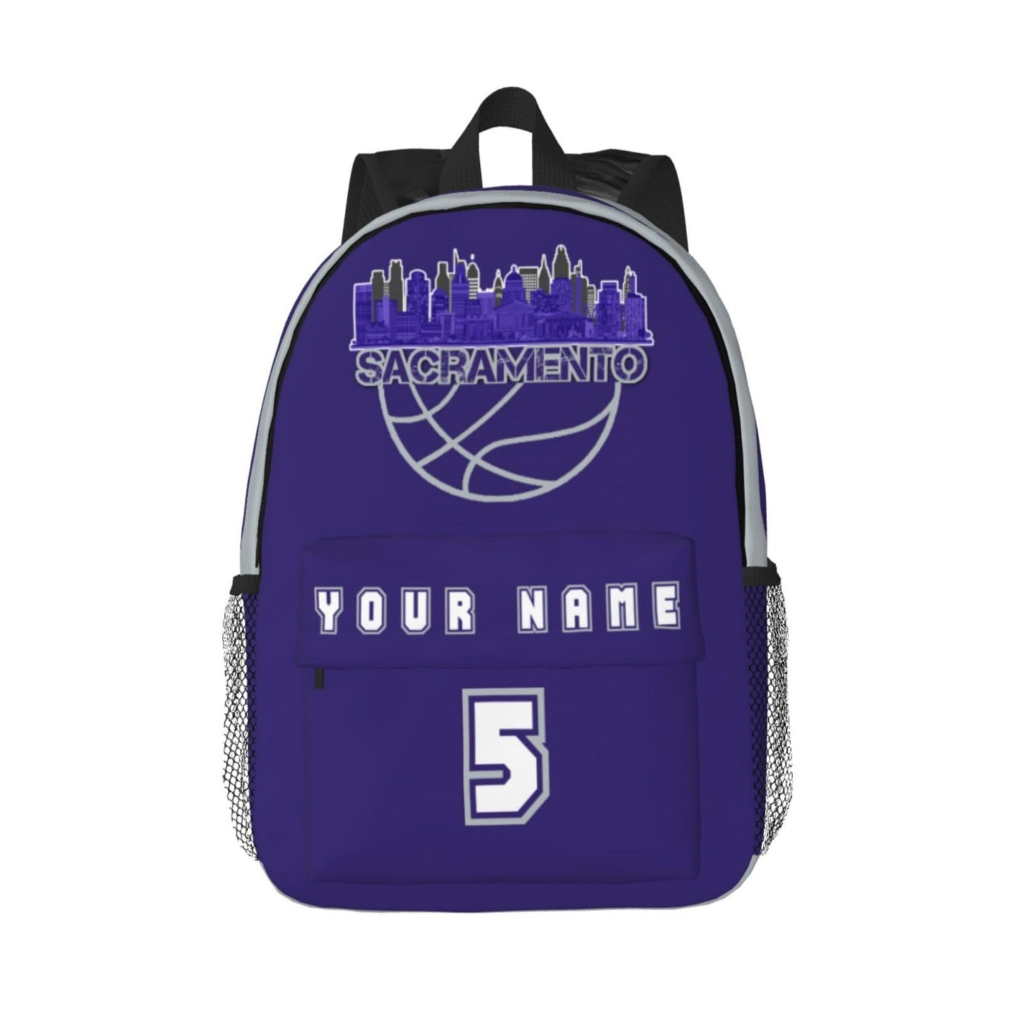 Jvpprds Sacramento Custom Backpack for Boys Personalized Schoolbag Customized Bag with Name Numbers Fans Gifts