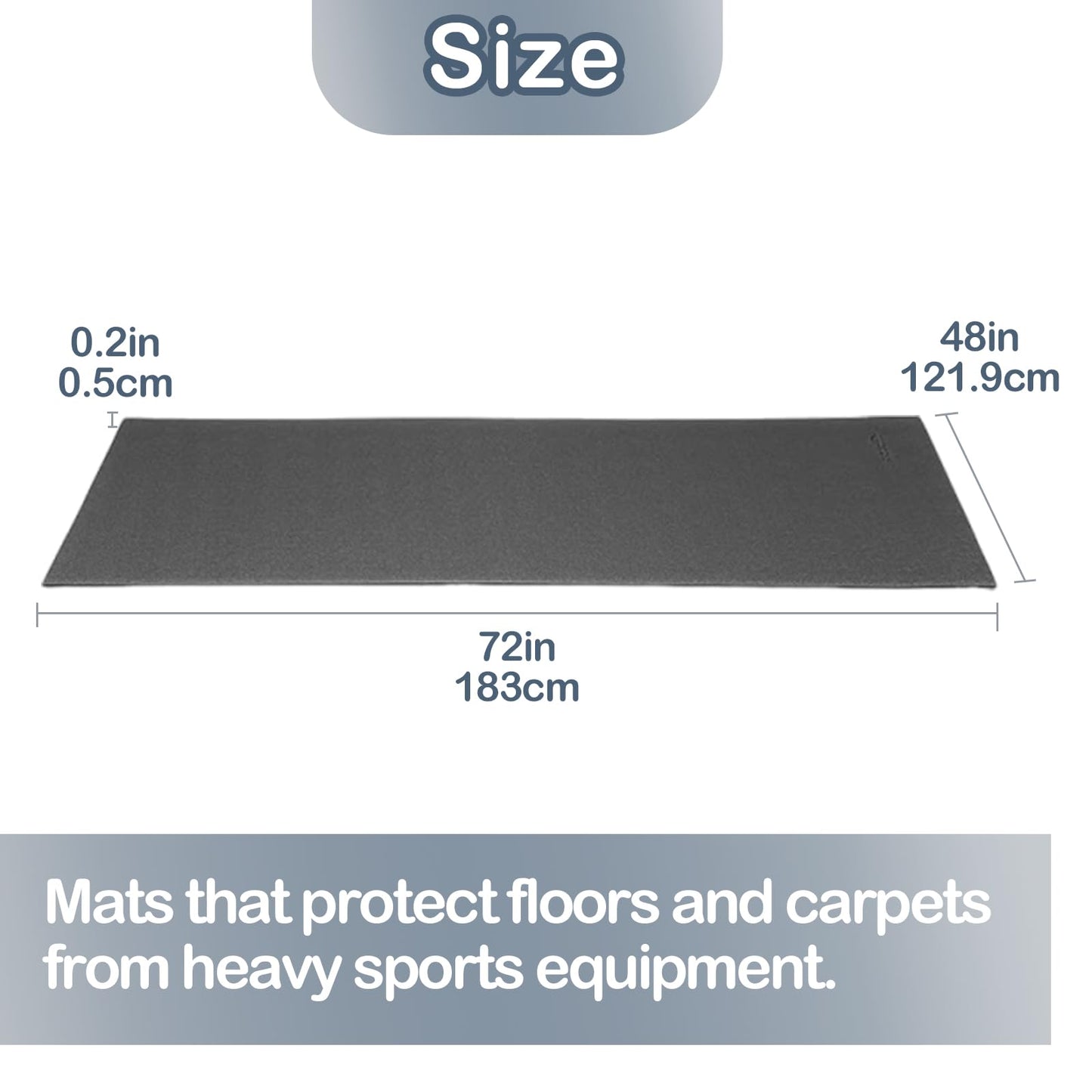 Primero Basics Treadmill Mat for Exercise Equipment – 72" x 48" Rubber Floor Protector Mat for Home Gym, Bike, Rowing Machine – Anti-Slip PVC, Easy to Clean, Workout or Garage Gym Flooring